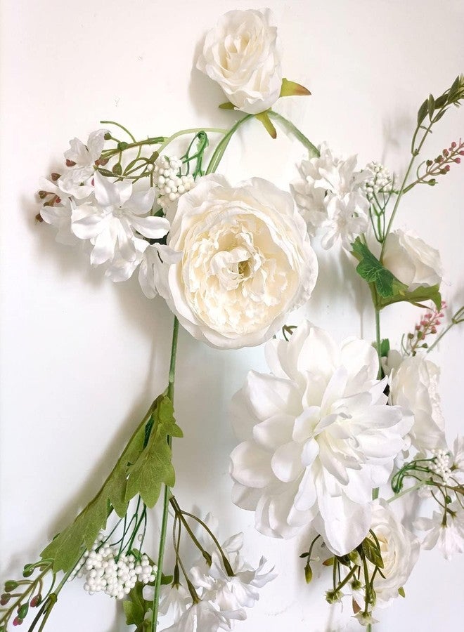 OrgMemory Peony Garland, Rose Flower Vine, 6' Floral Garland for Wedding Decor Home Table Runner Mantle Decoration (Ivory Peony Garland) - Image 3