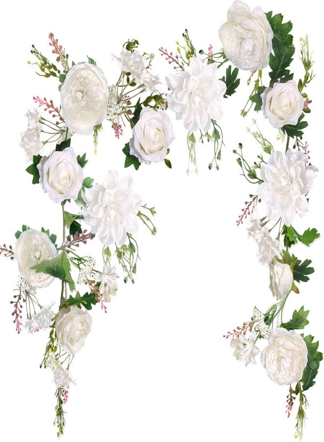 OrgMemory Peony Garland, Rose Flower Vine, 6' Floral Garland for Wedding Decor Home Table Runner Mantle Decoration (Ivory Peony Garland) - Image 5