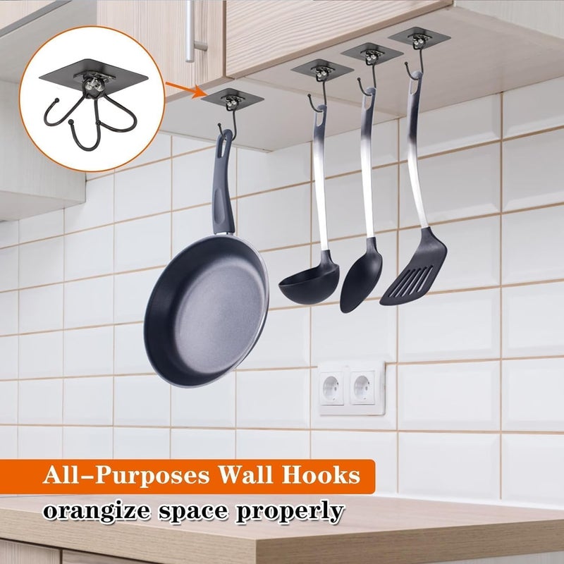 Atharved Extra Strong Self-Adhesive Big Wall Hooks | 10 Piece Black Metal Hooks | 5 kg Weight Capacity | Waterproof & No Trace | Ideal for Wall, Kitchen Utensils, Keys, Clothes | Durable & Reliabl - Image 5