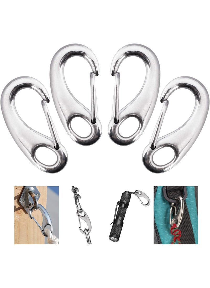 OIIKI 4 Pack Stainless Snap Hook 220 lbs Spring Snap Hook Clip 2 Inch Heavy Duty Marine Grade 304 Quick Link Carabiner for Attachment with Poles for Keychains Curtains Flags in Camping Hiking Dog Leash  - Image 1