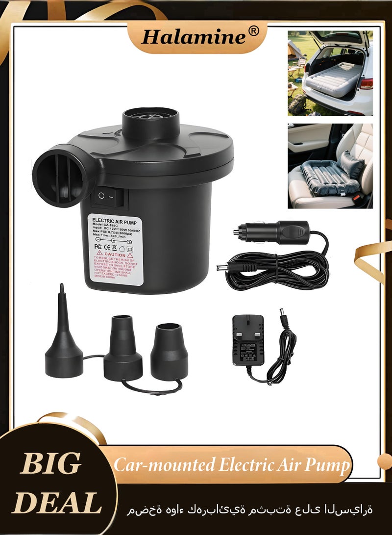 هالامين م  مضخة هواء كهربائية مثبتة على السيارة، مضخة هواء كهربائية، مضخة هواء كهربائية متعددة الوظائف محمولة، مناسبة لنفخ وسائد السيارة، مراتب السيارة - Image 1
