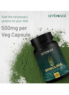 ambrosial Spirulina Capsules Highly Dosed- 500 Mg- 60 Veg Capsules  - Image 2