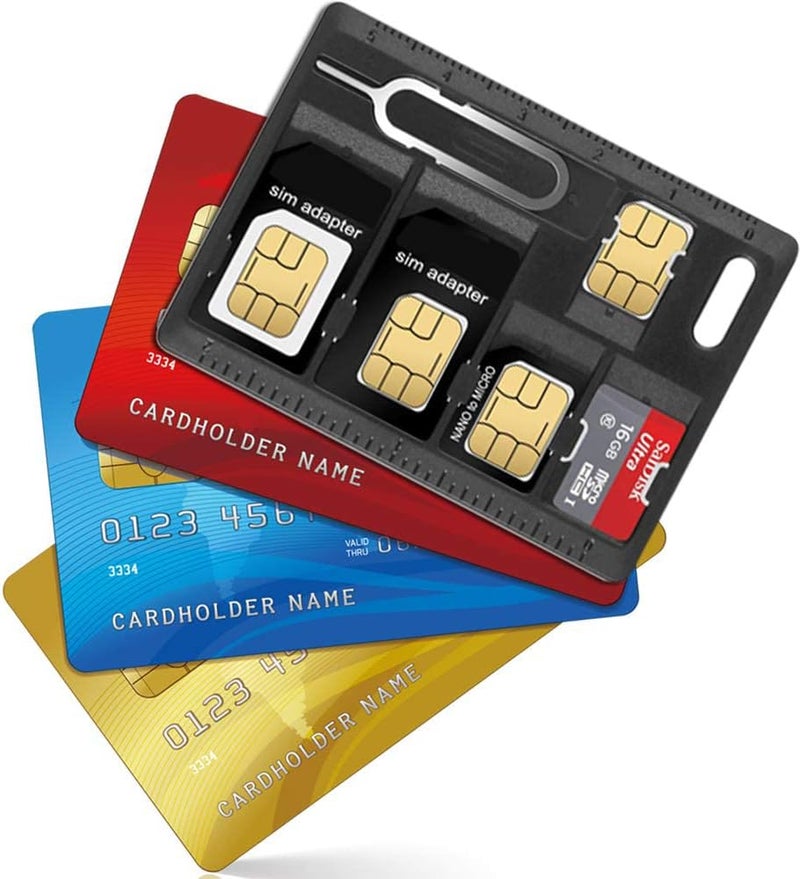 CKANDAY 1 Pack SIM Card Holders with Tray Opener Pins, Card Storage Tool Set for Standard Micro Nano Micro-SD Memory Cards, with 3 Card Adapters and 1 Eject Pins - Black - Image 3