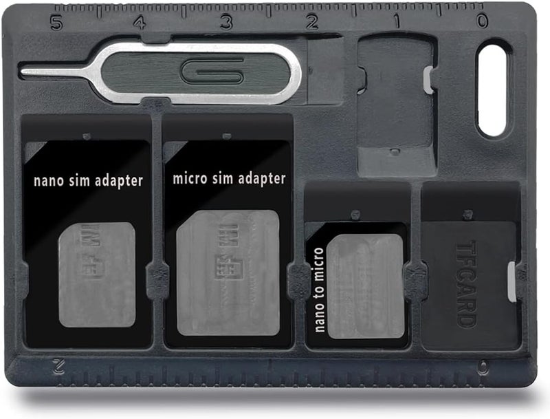 CKANDAY 1 Pack SIM Card Holders with Tray Opener Pins, Card Storage Tool Set for Standard Micro Nano Micro-SD Memory Cards, with 3 Card Adapters and 1 Eject Pins - Black - Image 1