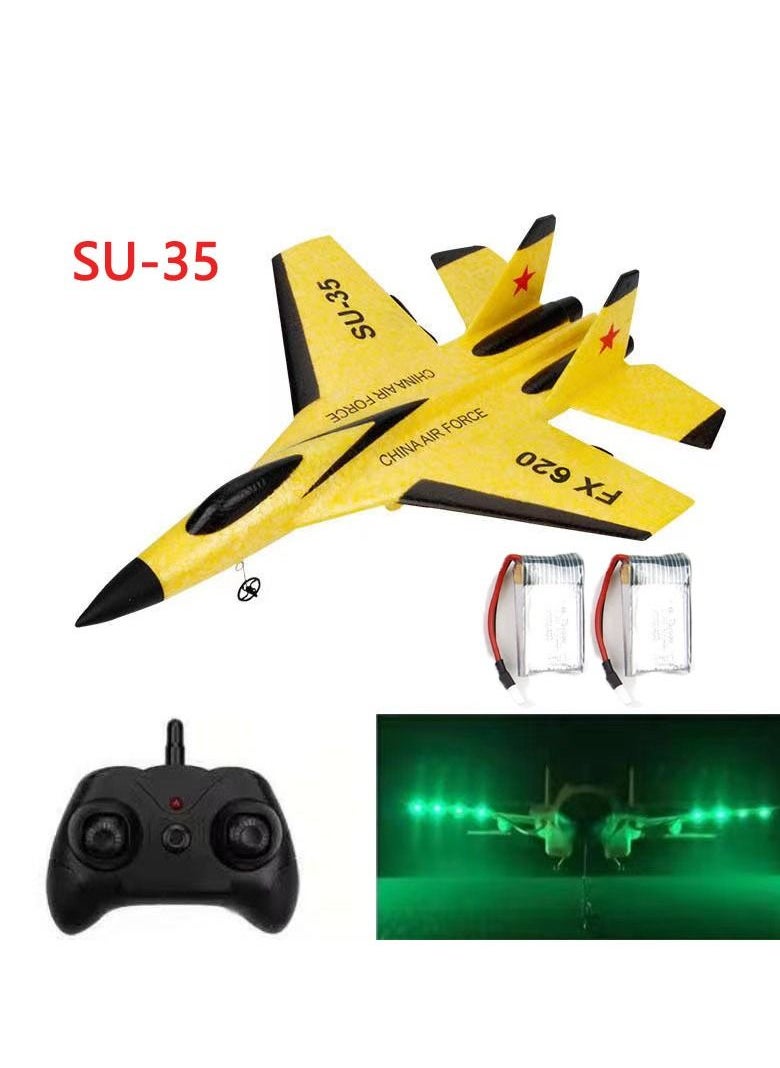 AROAQ DIY RC Plane Toy 620 yellow 2 battery Remote Control Airplane DIY Fixed Wing Aircraft  - Image 1
