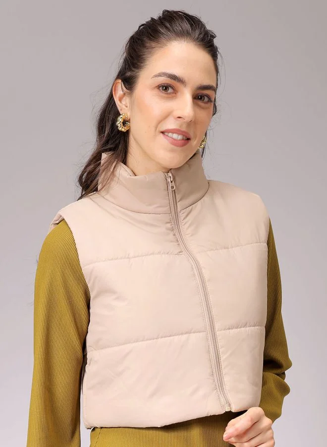 Freehand Women Regular Fit Solid Quilted Jacket