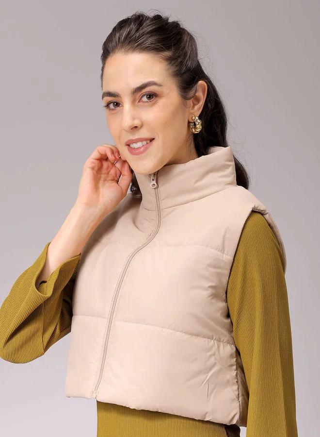 Freehand Women Regular Fit Solid Quilted Jacket