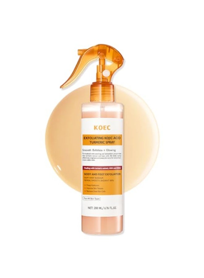 KOEC Exfoliating Kojic Acid Turmeric Spray Keratin Care 200ML,Body Peel Shot Spray Face Peeling Kojic Acid Turmeric Spray, Gentle Body Cleanser & Peeling Shot with Retinol for Soft Skin - Image 1