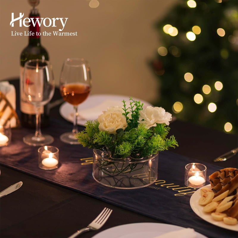 Hewory Acrylic Flower Vases for Centerpieces Round 6pcs Short Clear Floral Vase with 13 Holes, Box Arranger Bulk Low Base Holder for Wedding Birthday Party Event Dining Table Decor, 2.56"(H)Ã—5.9"(D) - Image 4