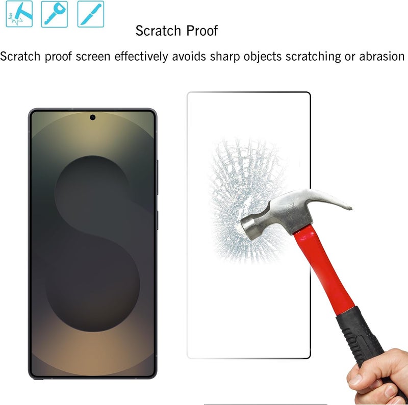 Ailun Glass Screen Protector for Galaxy S25 Ultra [6.9 Inch] 3Pack + 3Pack Camera Lens Tempered Glass Fingerprint Unlock 0.25mm Ultra Clear Anti-Scratch Case Friendly [Not For S25/S25 Plus/S25 Edge] - Image 3