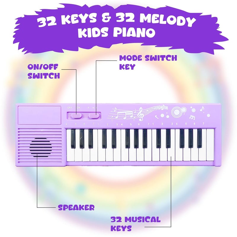 vGRASSP 32 Keys Multifunction 32 Different Melody Sound Electronic Keyboard Mini Piano Toy for Kids and Teenagers - Early Learning Portable Musical Instrument - Multicolor (Color As Per Stock) - Image 4