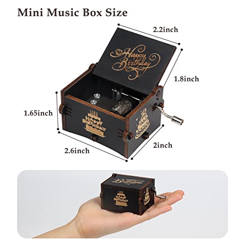 HSXIANG Happy Birthday Music Box,Wooden Hand Crank Engraved Musical Instrument with Melody, Gifts for Mom Dad Daughter Son Wife Husband and Friends. (Happy Birthday) - Image 5