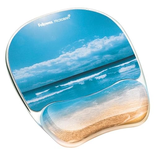 Fellowes Photo Gel Mouse Pad Wrist Rest with MICROBAN Sandy Beach 9179301
