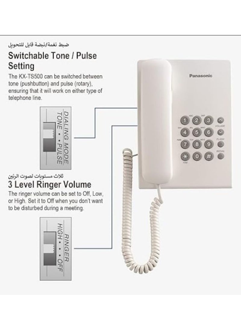 Panasonic Panasonic KX-TS500FX Integrated Corded Telephone, White  - Image 3