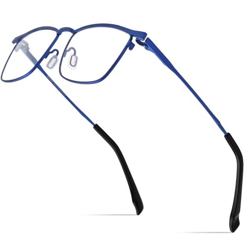 FONEX Pure Titanium Glasses Frame Men Square Eyeglasses Optical Eyewear F85741 (F85741 Blue, Clear) - Image 1