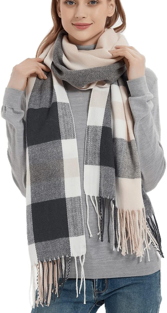 Wander Agio Women's Fashion Long Shawl Big Grid Winter Warm Lattice Large Scarf - Image 1