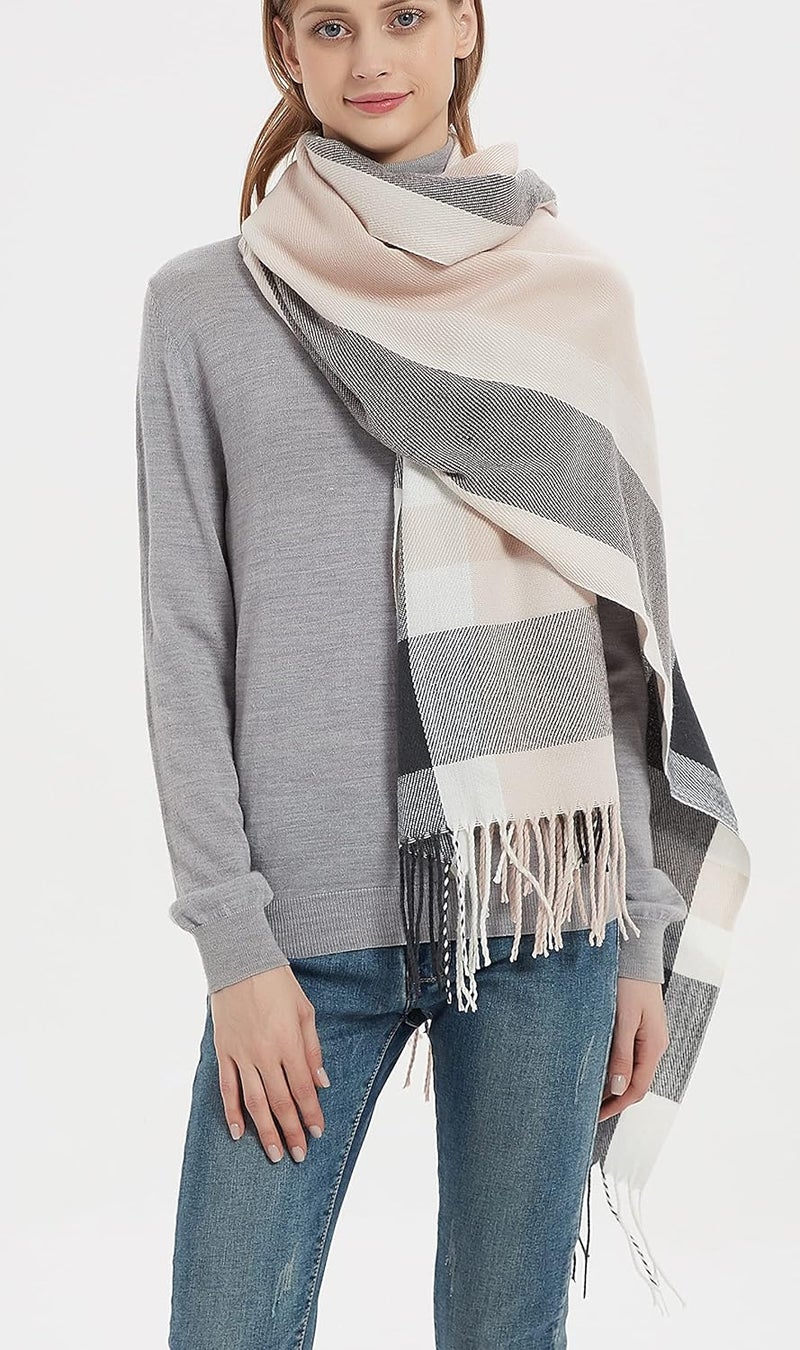 Wander Agio Women's Fashion Long Shawl Big Grid Winter Warm Lattice Large Scarf - Image 4