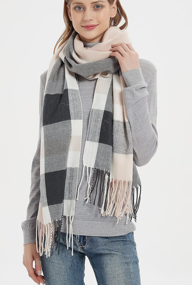 Wander Agio Women's Fashion Long Shawl Big Grid Winter Warm Lattice Large Scarf - Image 5