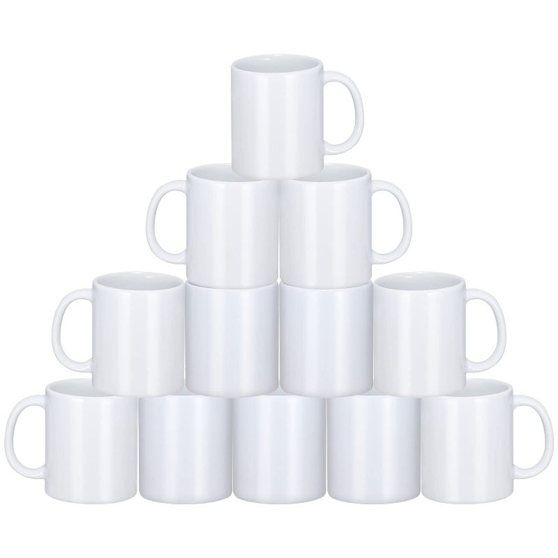 Yephets Sublimation Mugs 12Pcs Coffee Mugs Blank White Ceramic Coffee Mug Set Sublimation Cups 11 oz Christmas Coffee Mug for Hot Chocolate Latte Tea Milk DIY Products