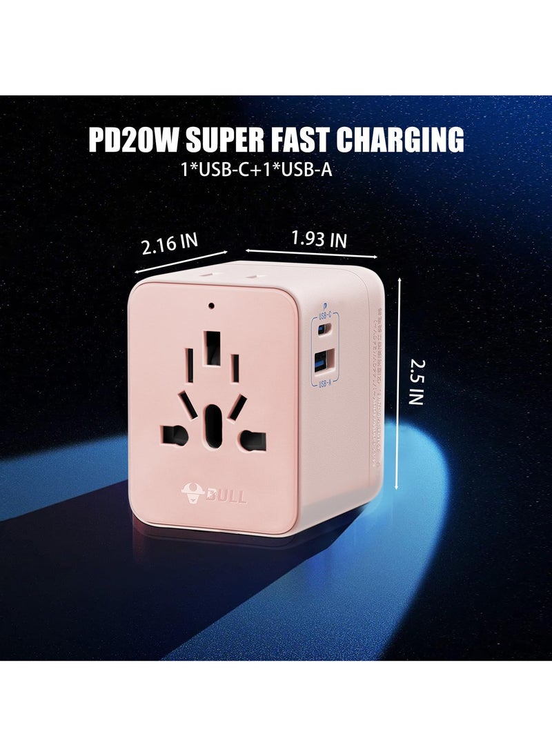 بول - محول سفر عالمي، محول قابس دولي يوفر طاقة ذكية 6 أمبير، منافذ USB-CA 3 أمبير/5 فولت، منافذ تيار متردد متعددة، محول قابس طاقة شامل، شاحن عالمي للاتحاد الأوروبي والولايات المتحدة والمملكة المتحدة وأستراليا وأكثر من 200 دولة (20 وات - 1 أمبير) - Image 1