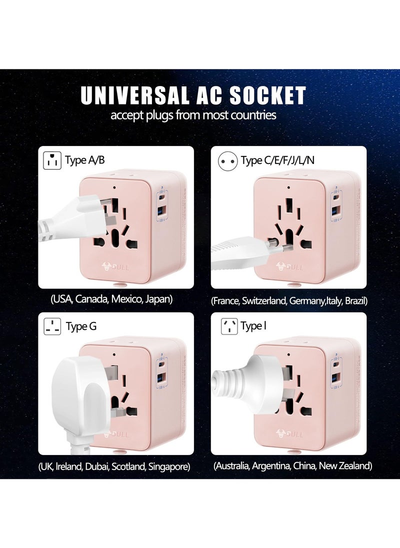 بول - محول سفر عالمي، محول قابس دولي يوفر طاقة ذكية 6 أمبير، منافذ USB-CA 3 أمبير/5 فولت، منافذ تيار متردد متعددة، محول قابس طاقة شامل، شاحن عالمي للاتحاد الأوروبي والولايات المتحدة والمملكة المتحدة وأستراليا وأكثر من 200 دولة (20 وات - 1 أمبير) - Image 1