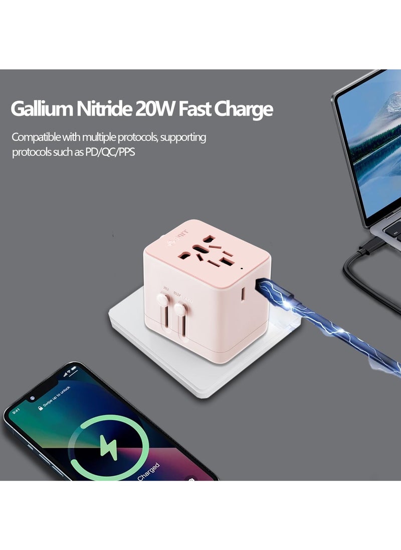بول - محول سفر عالمي، محول قابس دولي يوفر طاقة ذكية 6 أمبير، منافذ USB-CA 3 أمبير/5 فولت، منافذ تيار متردد متعددة، محول قابس طاقة شامل، شاحن عالمي للاتحاد الأوروبي والولايات المتحدة والمملكة المتحدة وأستراليا وأكثر من 200 دولة (20 وات - 1 أمبير) - Image 1