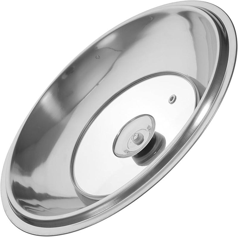 غطاء قدر من الفولاذ المقاوم للصدأ مع فتحة تهوية لمنع الفيضان، سهل التنظيف، تشطيب فضي - Image 1