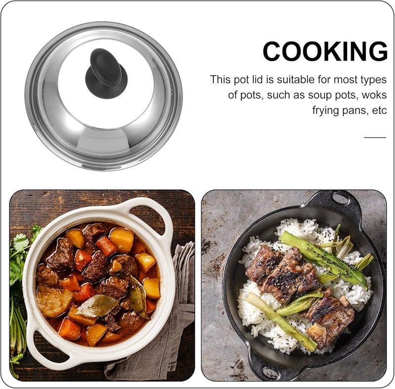 غطاء قدر من الفولاذ المقاوم للصدأ مع فتحة تهوية لمنع الفيضان، سهل التنظيف، تشطيب فضي - Image 4