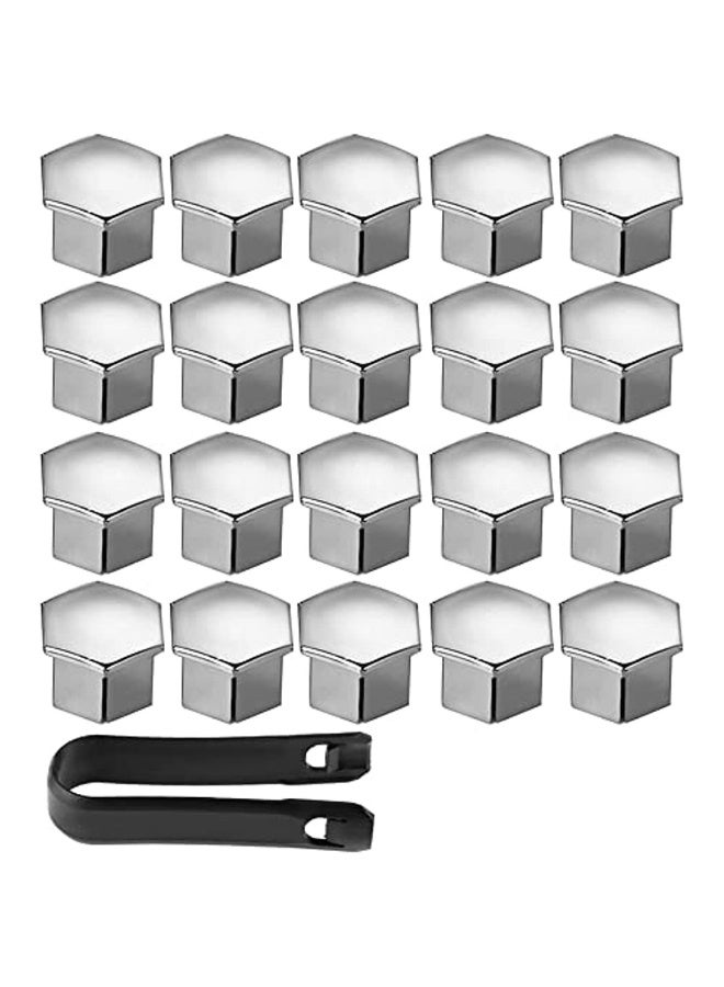 Generic 20 Pieces 19Mm Nut Nut Caps Bolt Covers Hexagon Tire Nuts Covers With Tool Set For Cars Silver - Image 1