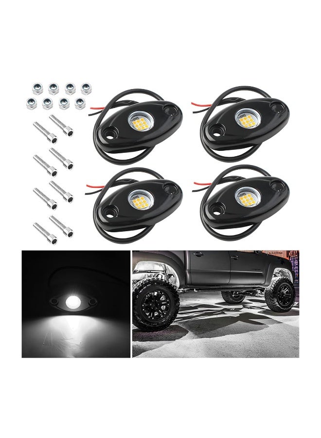 KISSUN Rock Lights for Trucks, 4 Pods LED, IP67 Waterproof, High Brightness Multifunction Underglow Lighting Glow Trail Rig Lamp (White) - Image 1