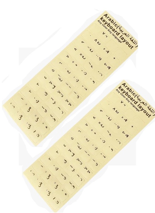 Taimi - Pack of 2Arabic Stickers for Keyboard with Black Letters Transparent for Computer Laptop Desktop - Image 1