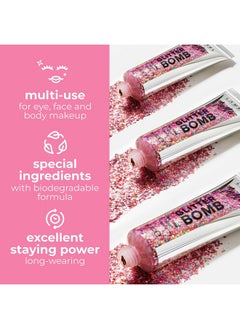 LAMEL Insta Glitter Bomb: Quickdry Holographic Face & Body Glitter Gel Longlasting Shine & Effortless Removal Perfect Face Glitter Makeup & Body Hair Shimmer Vegan & Cruelty Free 0.67 Fl.Oz  - Image 4