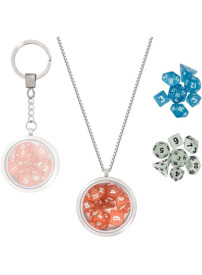 lynx Dnd Dice Set Locket/Keychain 3 Polyhedral Mini Dice Sets Included Perfect Rpg/Dungeons & Dragons (D&D) Accessories Gifts. Tiny/Micro Red Blue & Clear Set Have D20 D12 D10 D8 D6 Sided Dice. - Image 2