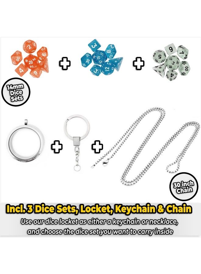 lynx Dnd Dice Set Locket/Keychain 3 Polyhedral Mini Dice Sets Included Perfect Rpg/Dungeons & Dragons (D&D) Accessories Gifts. Tiny/Micro Red Blue & Clear Set Have D20 D12 D10 D8 D6 Sided Dice. - Image 3