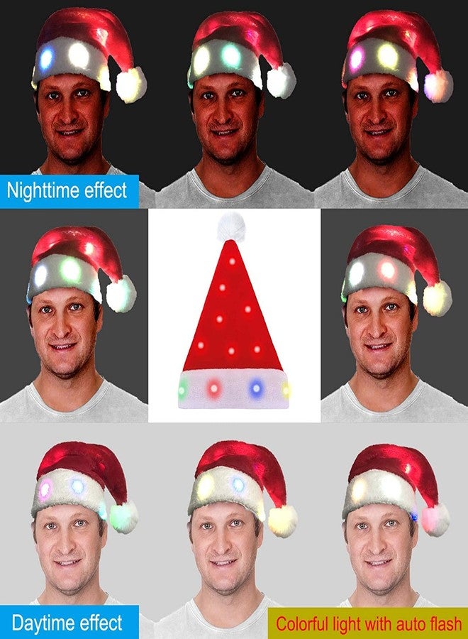 Falecha Light up Santa Hat LED Christmas Hat, Blinking Color-Changing LED Lights Thickened Luxury Short Plush Christmas Gift Cap for Men and Women - Image 5
