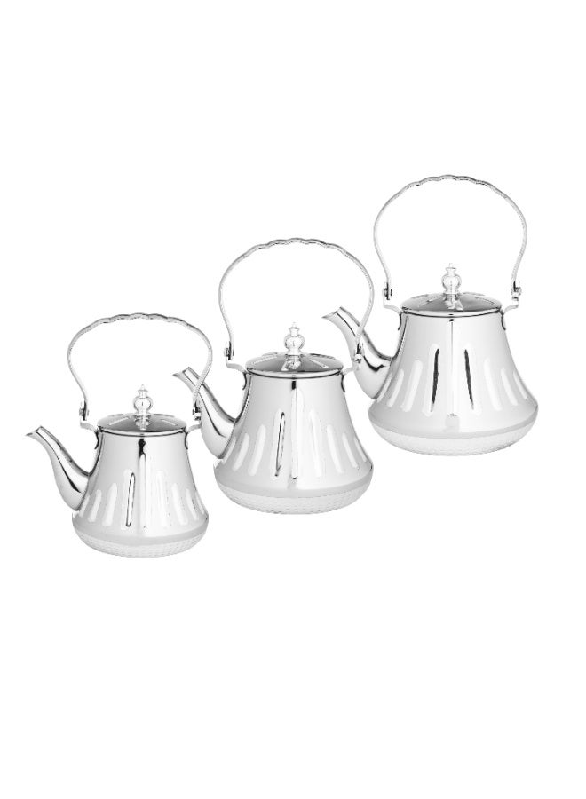 BASURRAH Stainless Steel Teapot Set 3-Piece Upper hand Silver - Image 2
