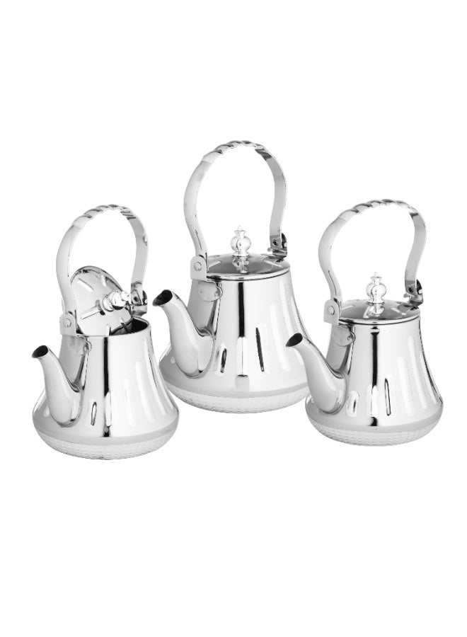 BASURRAH Stainless Steel Teapot Set 3-Piece Upper hand Silver - Image 3