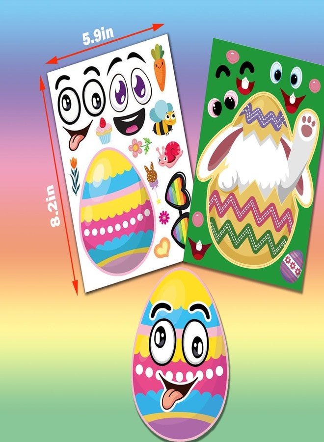 BBPOOL 24 Sheets Easter Stickers Make a Face Stickers for Kids DIY Easter Egg Bunny Sticker Sheet for Boys Girls Children Easter Party Supplies Exchange Gifts - Image 2