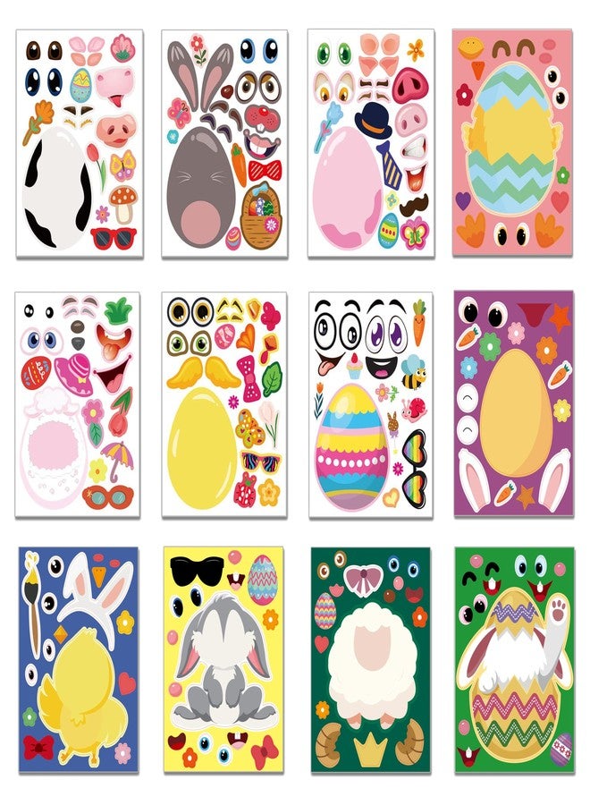 BBPOOL 24 Sheets Easter Stickers Make a Face Stickers for Kids DIY Easter Egg Bunny Sticker Sheet for Boys Girls Children Easter Party Supplies Exchange Gifts - Image 1