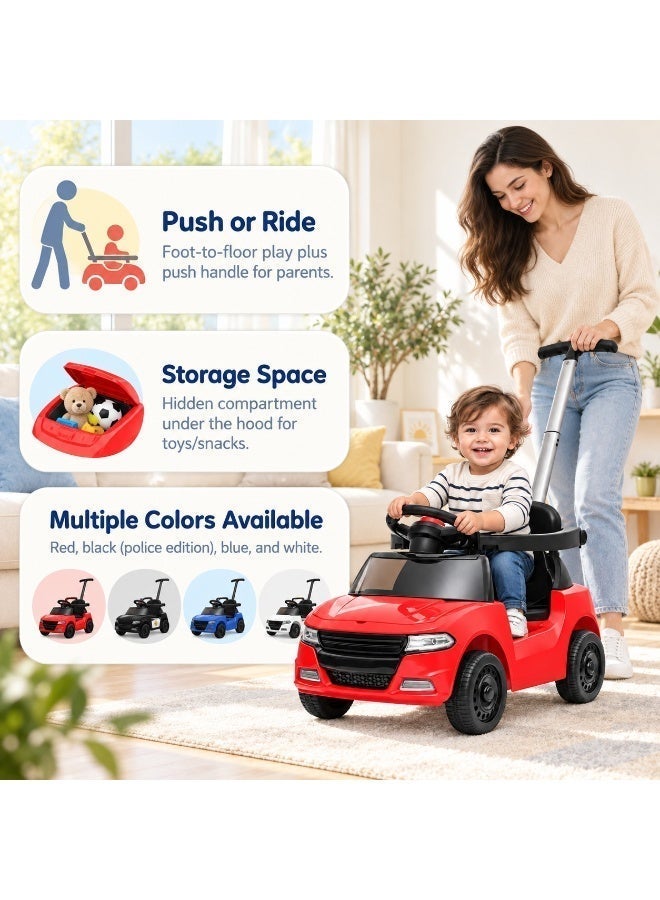 Dodge Charger Police Ride-On Push Car for Kids | Ride-On Car with Parent Push Handle, Safety Guard and Safety Belt | Red - Image 4