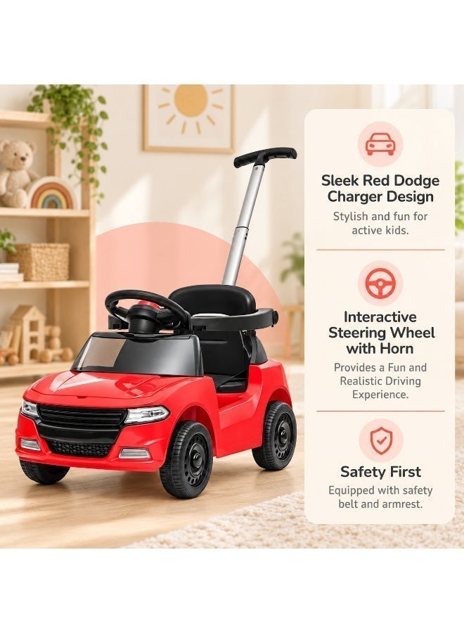 Dodge Charger Police Ride-On Push Car for Kids | Ride-On Car with Parent Push Handle, Safety Guard and Safety Belt | Red - Image 2