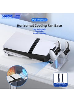 ألعاب ستارترك PS5 Horizontal Stand with Cooling Fan and Dual Controller Charging Station for PS5 Pro, PS5 Slim, PS5 Digital Edition, PS5 Disc Version, PS5 Cooling Fan with 3 Adjustable Fan Speeds (White)  - Image 2