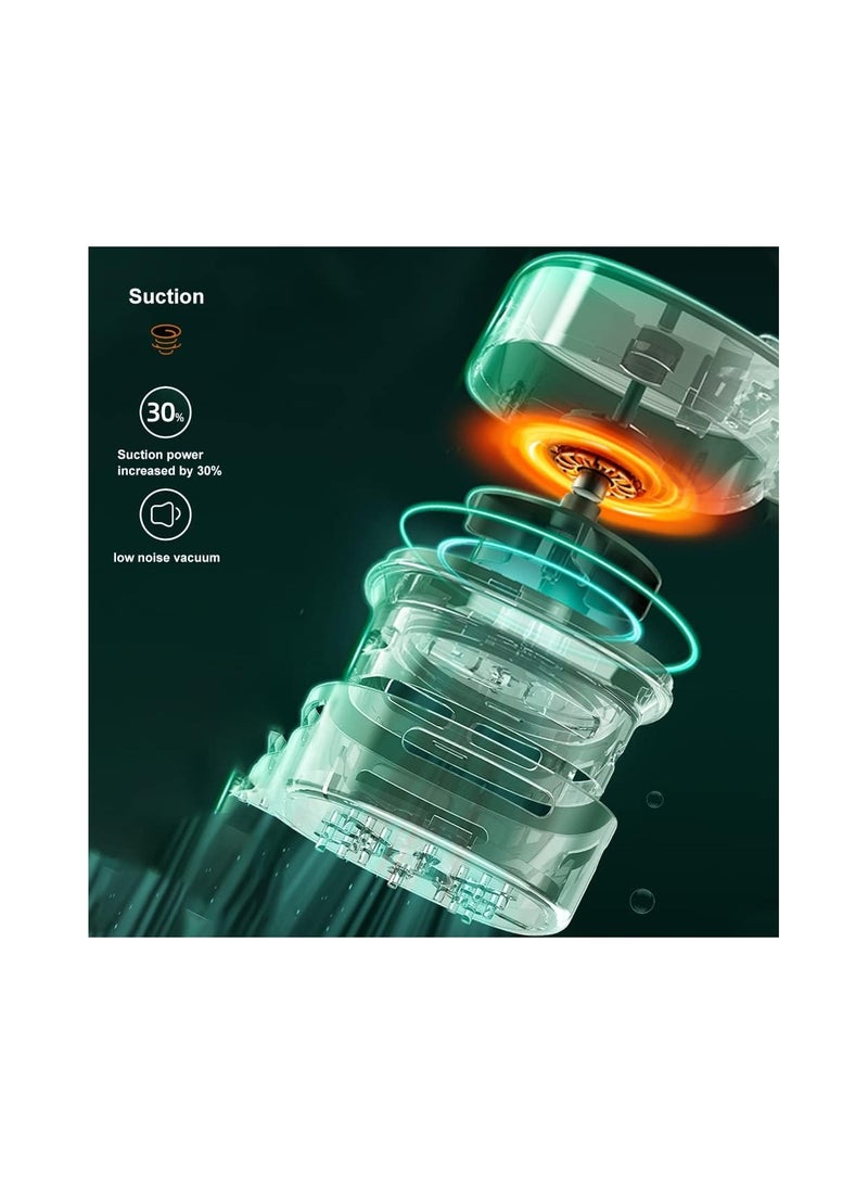 SYOSI Desktop Vacuum Cleaner, Mini Table Dust Sweeper Energy Saving, Cordless&360º Rotatable Design for Cleaning Hairs, Crumbs, Computer Keyboard, Cigarette Ash, Dog Hair or Powder(White Lamp) - Image 3