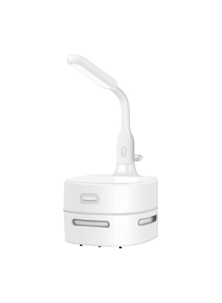 SYOSI Desktop Vacuum Cleaner, Mini Table Dust Sweeper Energy Saving, Cordless&360º Rotatable Design for Cleaning Hairs, Crumbs, Computer Keyboard, Cigarette Ash, Dog Hair or Powder(White Lamp) - Image 1