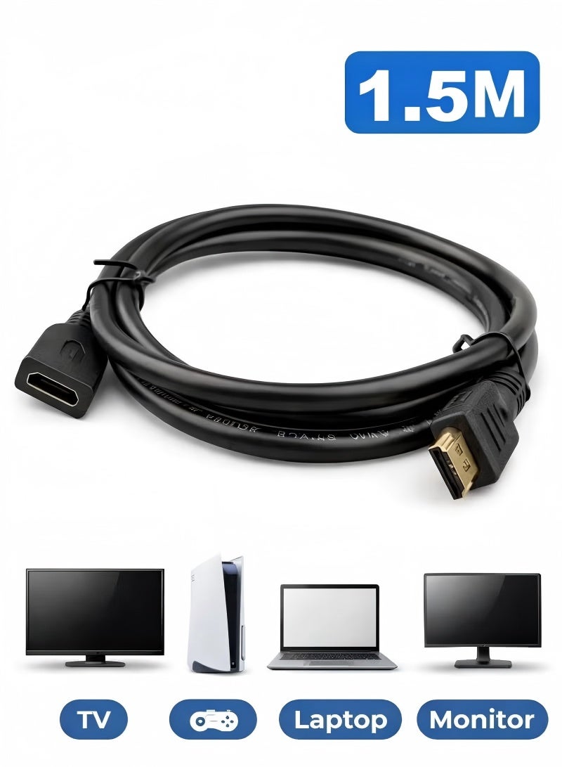 كابل HDMI عالي السرعة من ذكر إلى أنثى بدقة 4K 60Hz للتوسيع، كابل HDMI شامل لجهاز PlayStation (PS3/PS4/PS5)، وXbox (سلسلة One/X/S)، وNintendo Switch Dock، وApple TV، وAmazon Fire TV، وRoku، وXiaomi، وتلفزيونات LG/Samsung، وأجهزة لابتوب Lenovo/Dell - Image 1