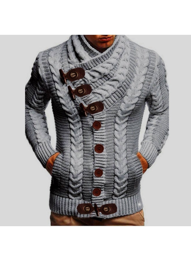 NIBEMINENT Autumn Winter Turtleneck Sweater Men  Casual Solid Knitted Cardigan Men FullSleeve Slim Mens Oversized Sweaters - Image 1