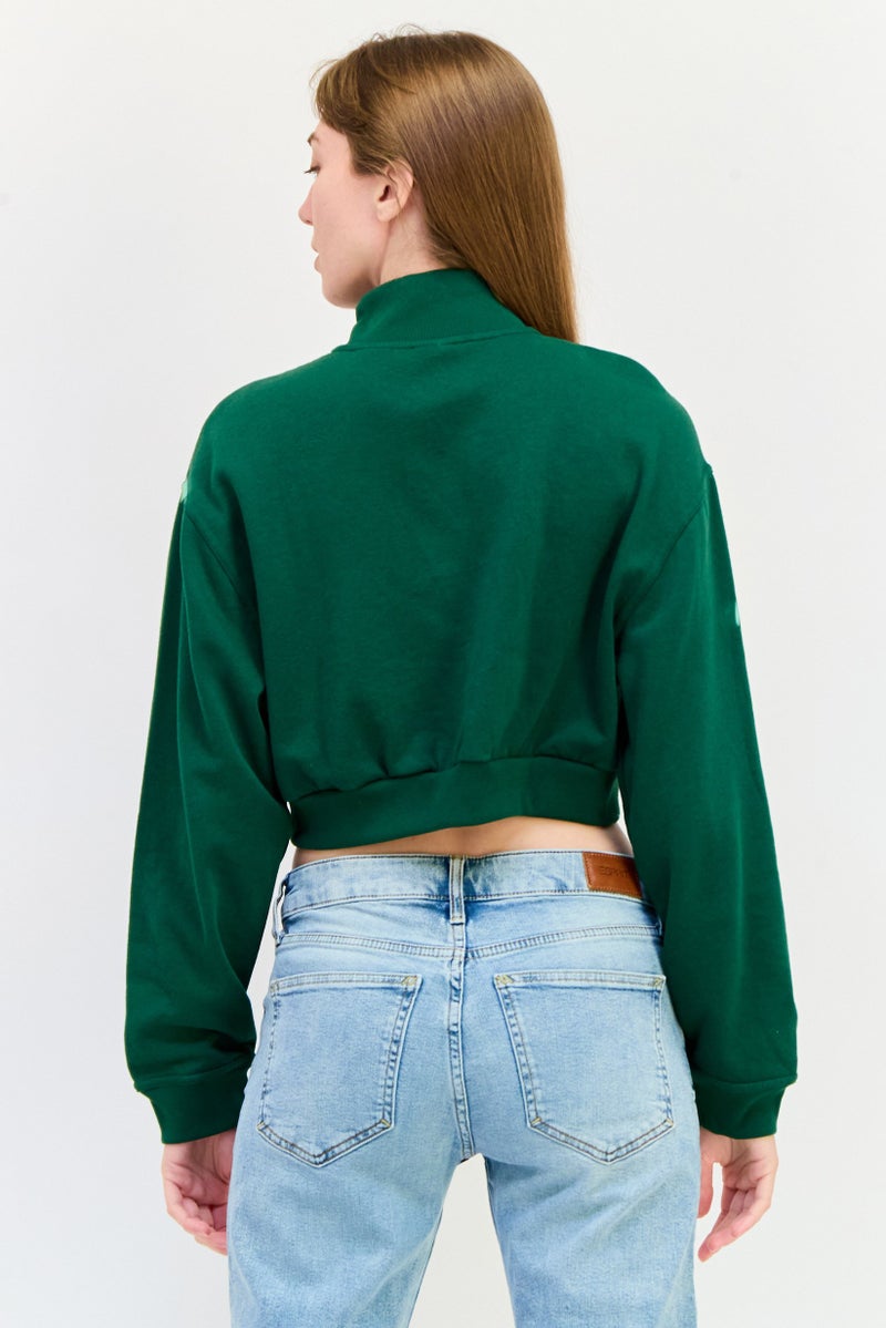 Levi's سويت شيرت نسائي بأكمام طويلة بسحاب نصف، أخضر - Image 3