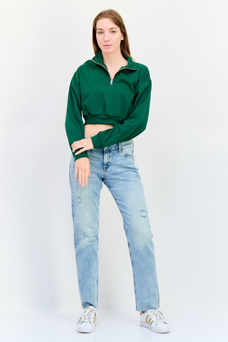 Levi's سويت شيرت نسائي بأكمام طويلة بسحاب نصف، أخضر - Image 4