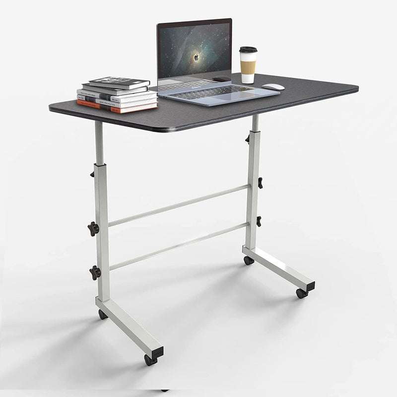 TEKCOOL Multi-Purpose Sofa Side Height-Adjustable Laptop Table with Docking for Tablet, Study Table, Portable, Ideal for Work from Home, DIY Table, Easy to Assemble (Black-White) - Image 1