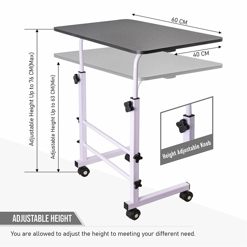 TEKCOOL Multi-Purpose Sofa Side Height-Adjustable Laptop Table with Docking for Tablet, Study Table, Portable, Ideal for Work from Home, DIY Table, Easy to Assemble (Black-White) - Image 3